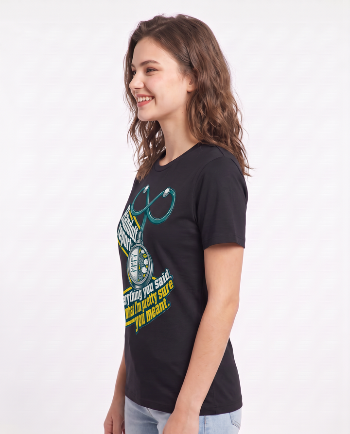 Handoff report: everything you said, plus what I'm pretty sure you meant. Women's Black T-Shirt product image 3