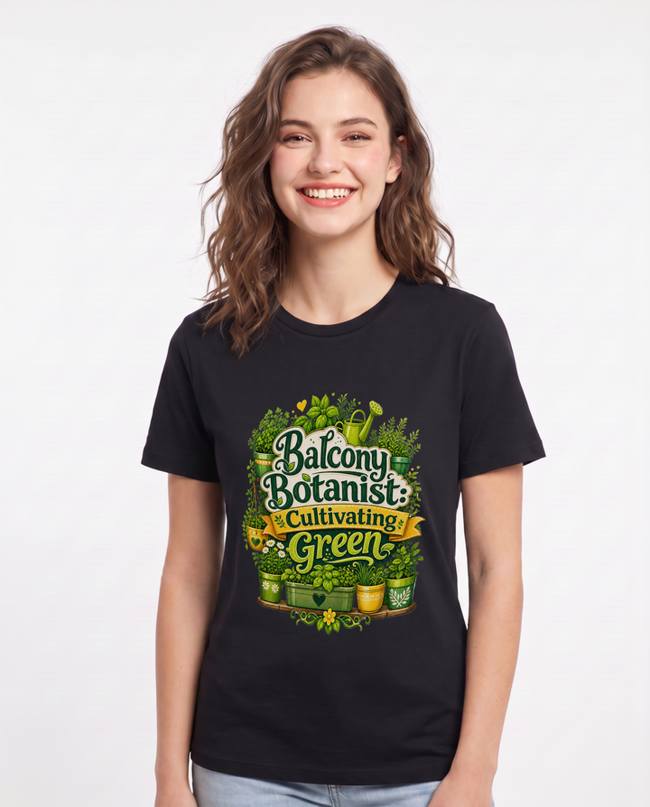Balcony Botanist: Cultivating Green Women's Black T-Shirt product image 2