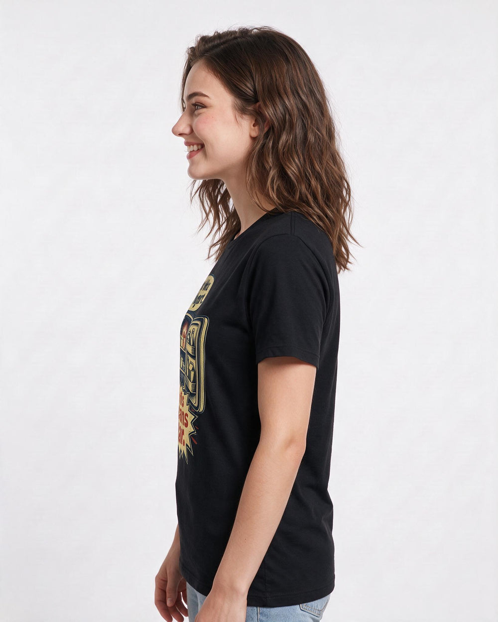 Funny Couples Women's Black T-Shirt – That Was My Yogurt. This Means War. product image 2
