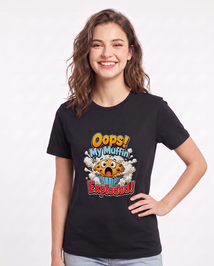 Oops! My Muffin Exploded! Women's Black T-Shirt product image 1