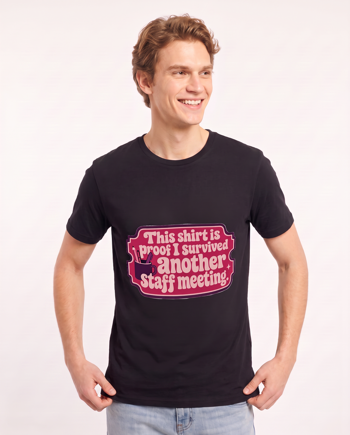 Teacher Gift Men's Black T-Shirt - This shirt is proof I survived product image 3