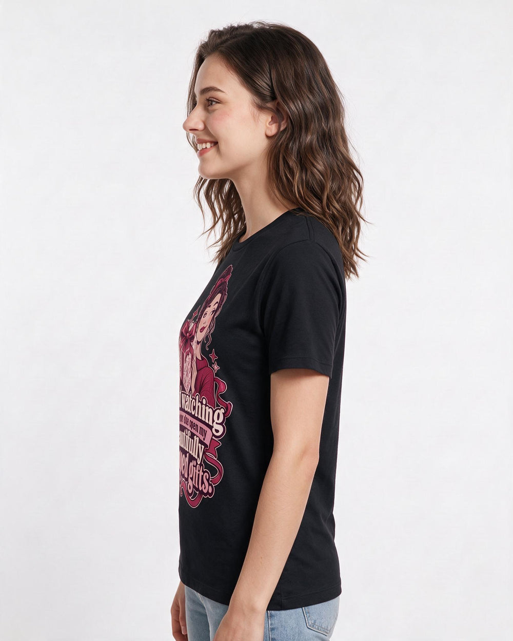 Christmas Black T-Shirt for Women – Holiday Theme Graphic Tee product image 2