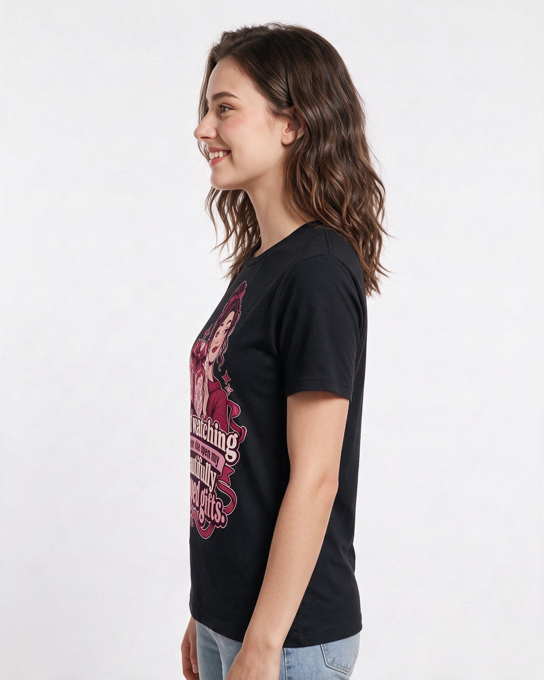Christmas Black T-Shirt for Women – Holiday Theme Graphic Tee product image 2