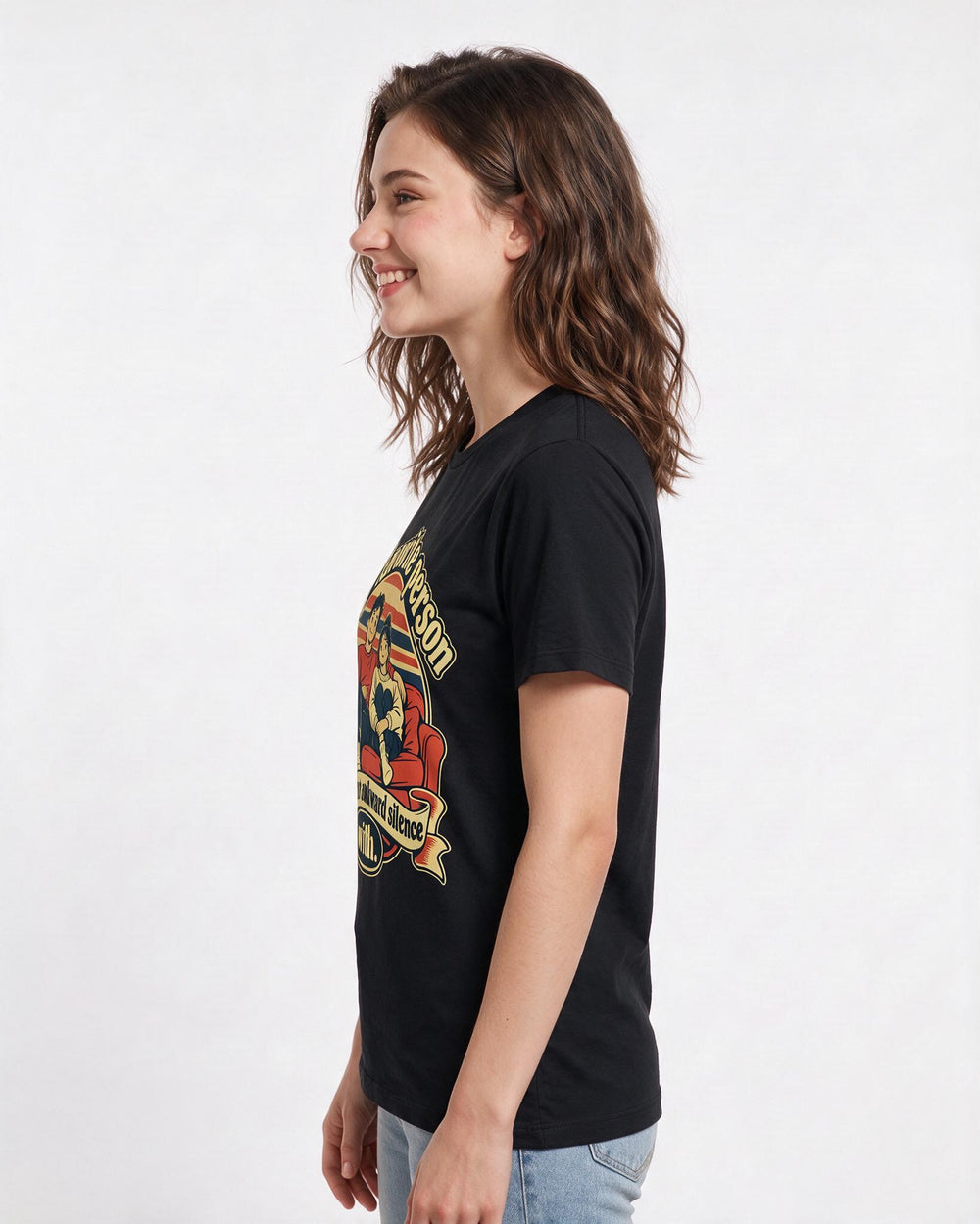Couples Black T-Shirt for Women – Everyday Expression Graphic Tee product image 2