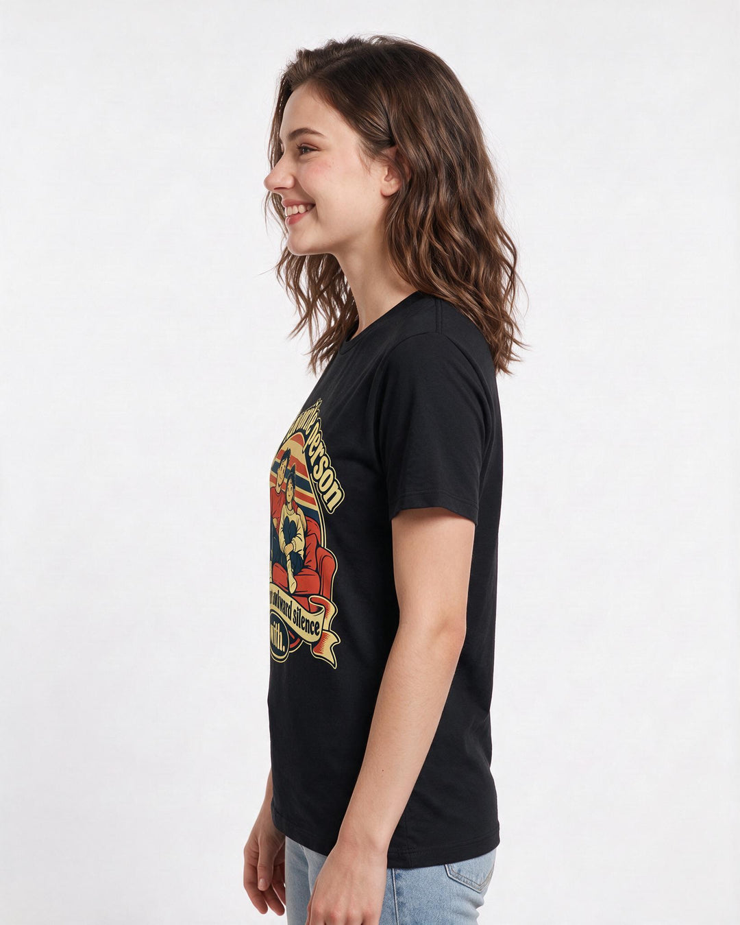 Couples Black T-Shirt for Women – Everyday Expression Graphic Tee product image 2