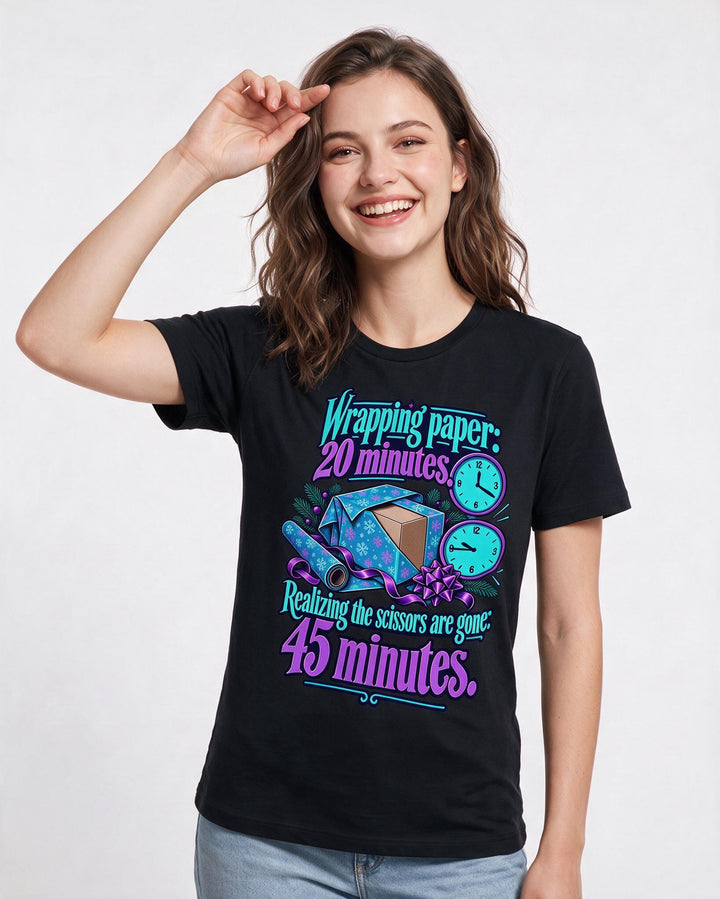 Christmas Black T-Shirt for Women – Holiday Theme Graphic Tee product image 1