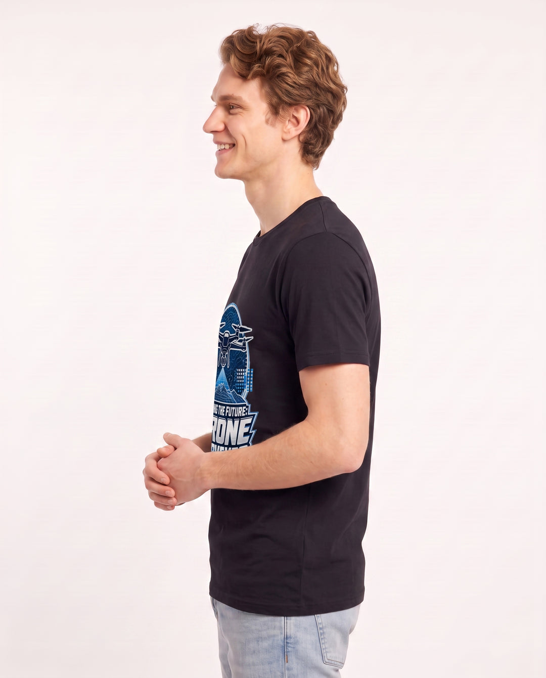 Mapping the Future: Drone Surveyor Men's Black T-Shirt product image 3