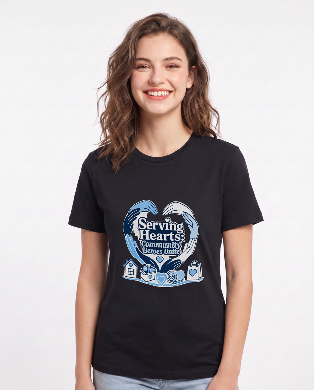 Serving Hearts: Community Heroes Unite Women's Black T-Shirt product image 2