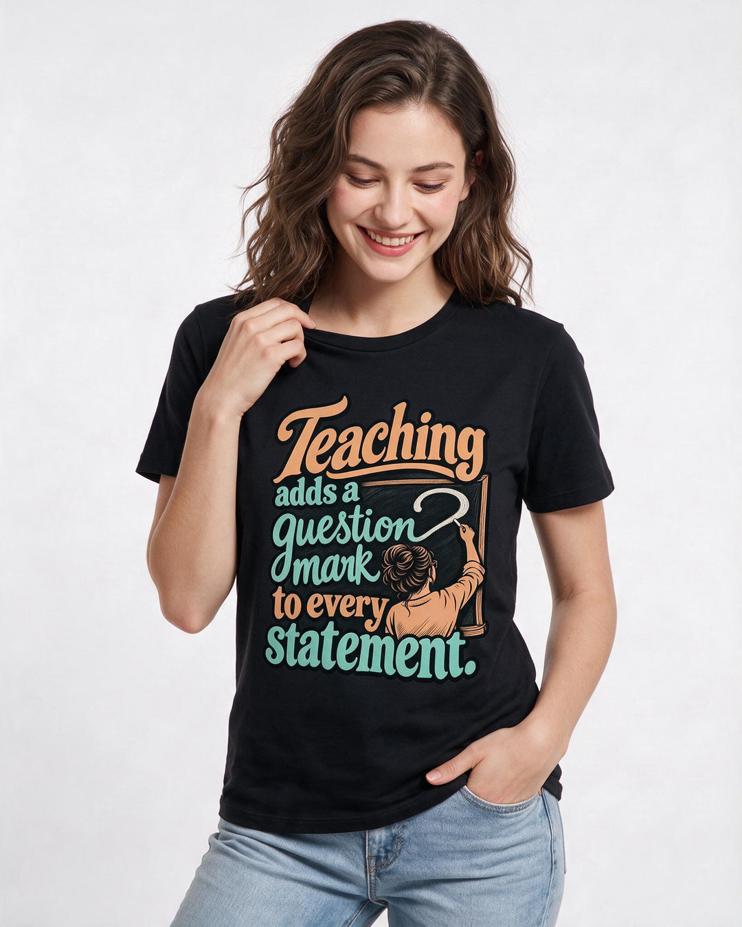 Teacher Black T-Shirt for Women – Everyday Expression Graphic Tee product image 1