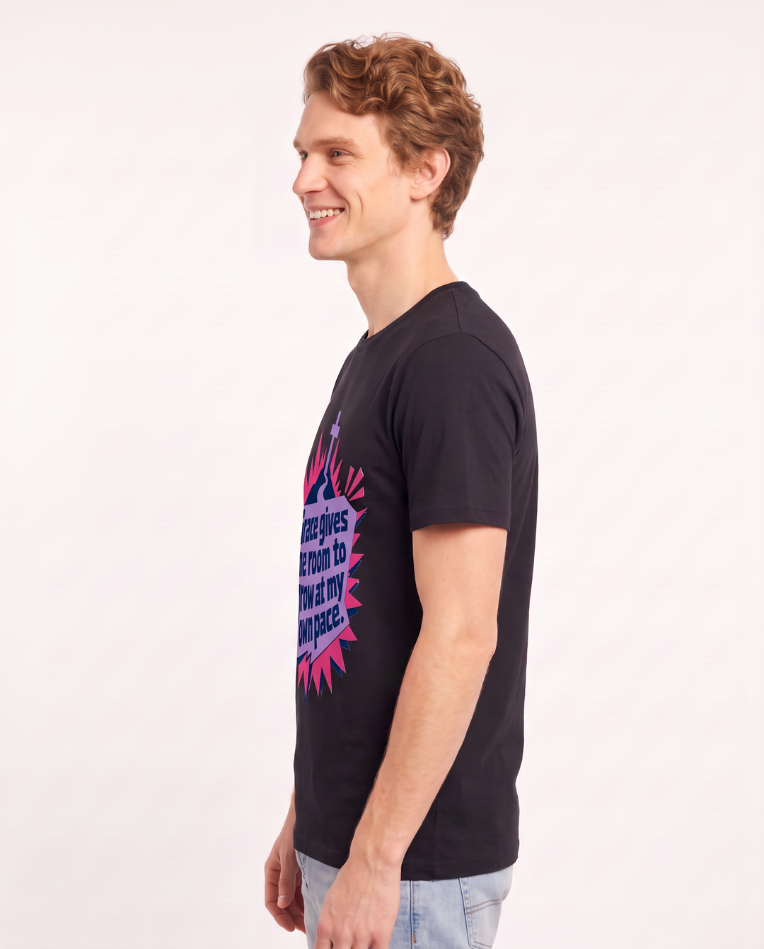 Grace gives me room to grow at my own pace. - Men's Black T-Shirt product image 3