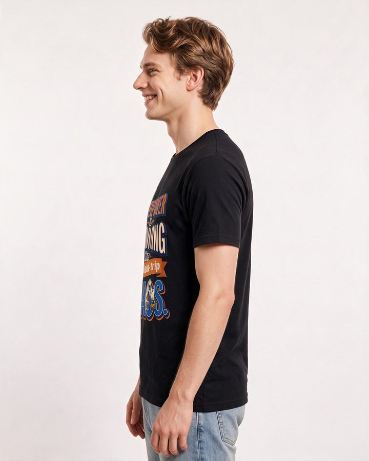 Funny Teacher Men's Black T-Shirt – My superpower is surviving the pre-field-trip chaos. product image 2