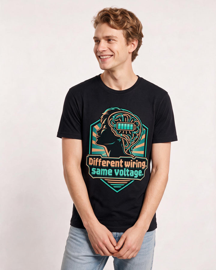 Neurodiversity Black T-Shirt for Men – Everyday Expression Graphic Tee product image 1