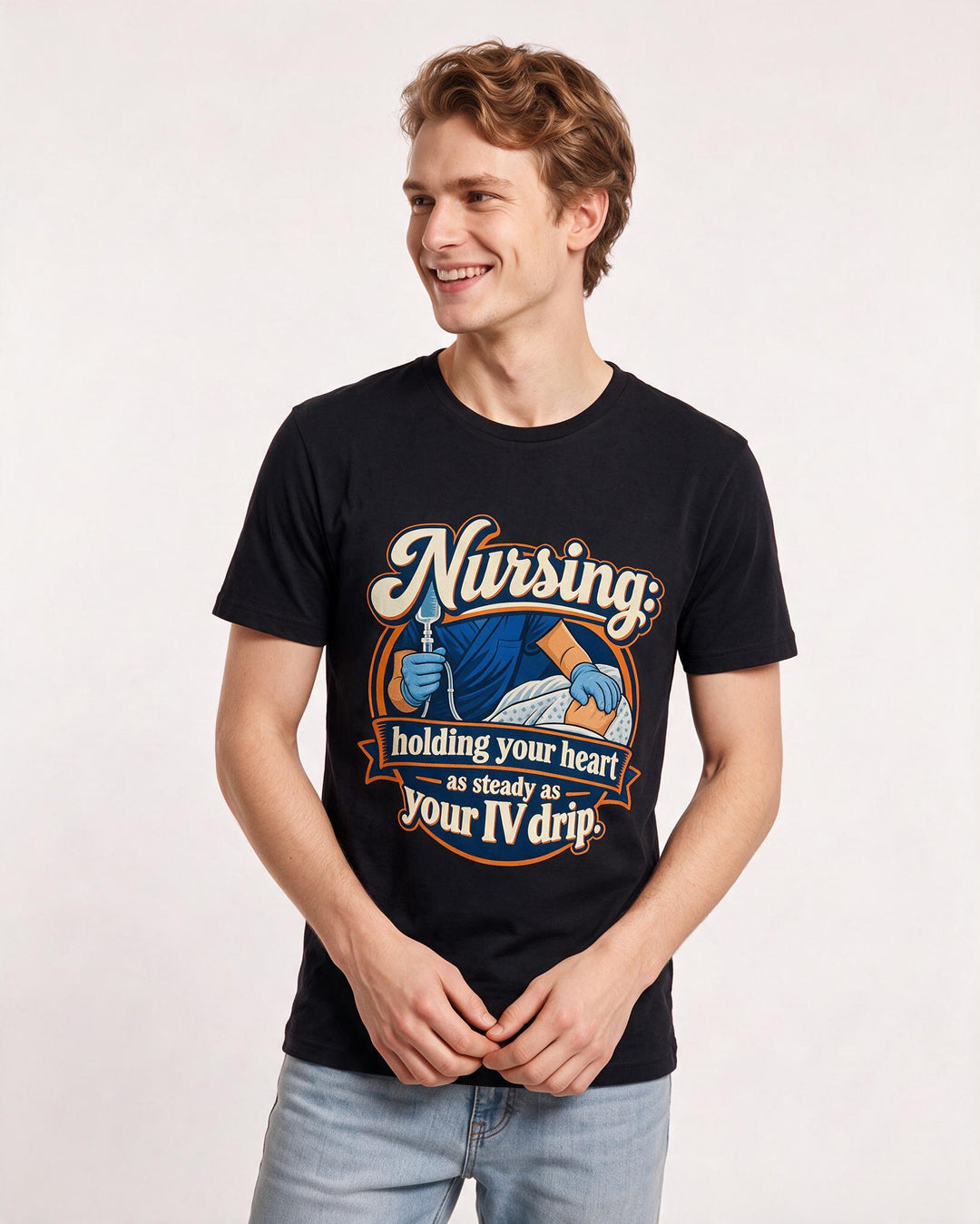 Nurse Black T-Shirt for Men – Nursing Life Graphic Tee product image 1