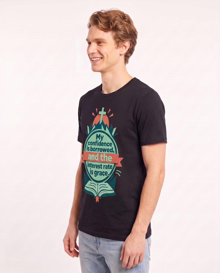 Graphic Men's Black T-Shirt - My confidence is borrowed, and the product image 2