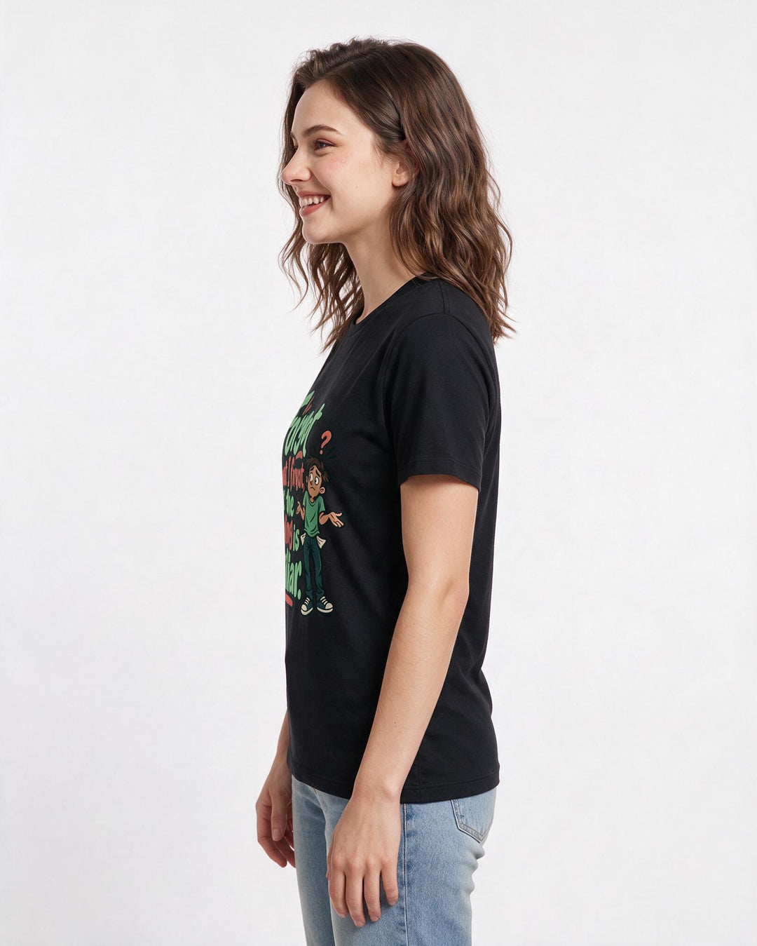 Meme Black T-Shirt for Women – Everyday Expression Graphic Tee product image 2