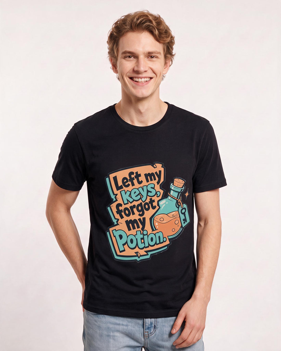 Gaming Men's Black T-Shirt - Left my keys, forgot my potion. product image 3