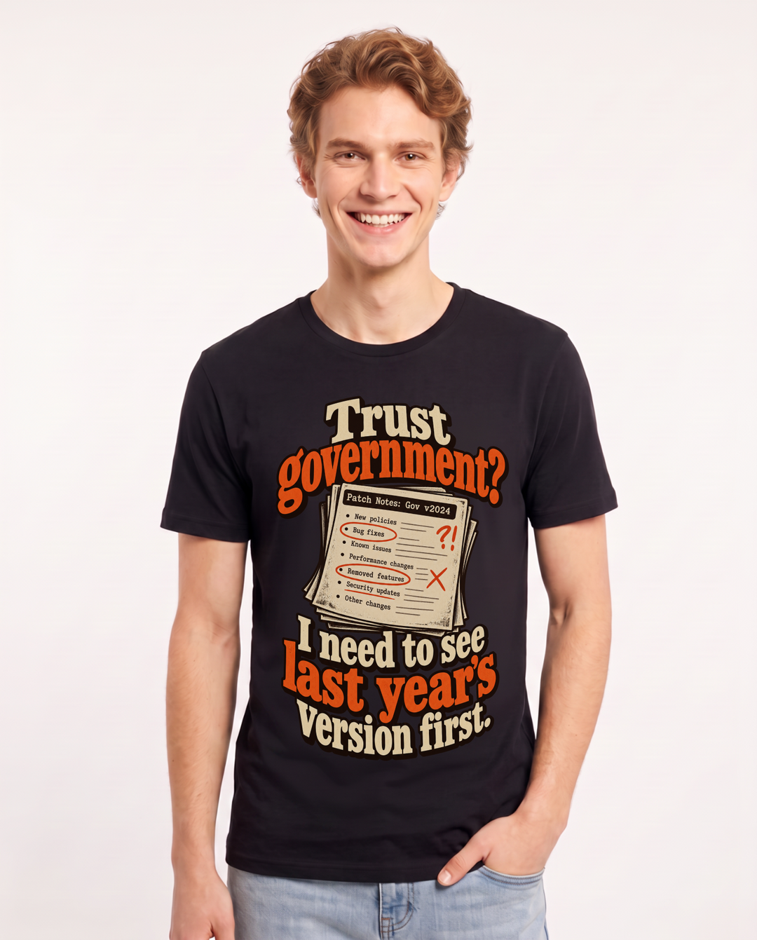 Political Statement Black T-Shirt for Men – Everyday Expression Graphic Tee product image 3
