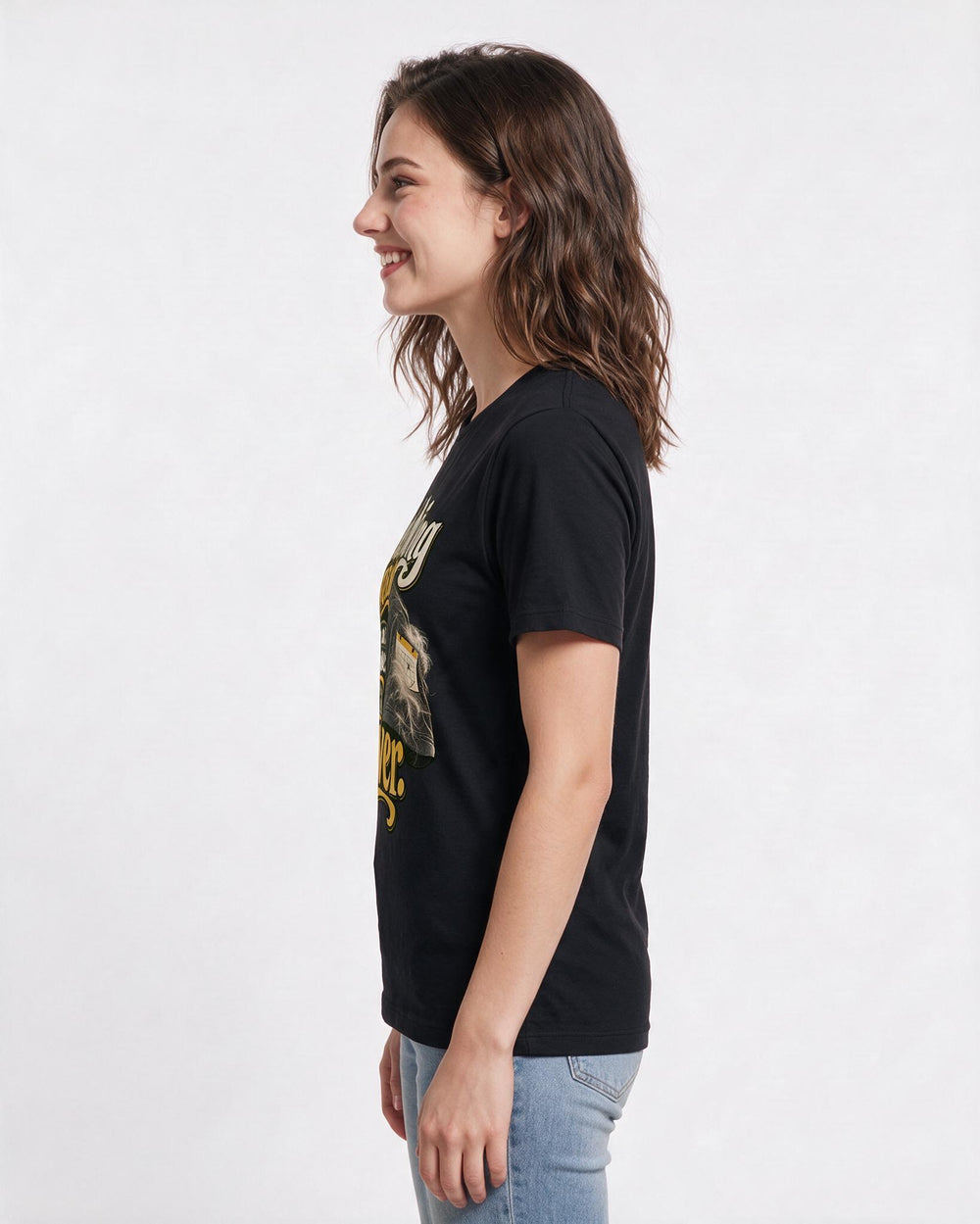 Cat Lover Black T-Shirt for Women – Everyday Expression Graphic Tee product image 2