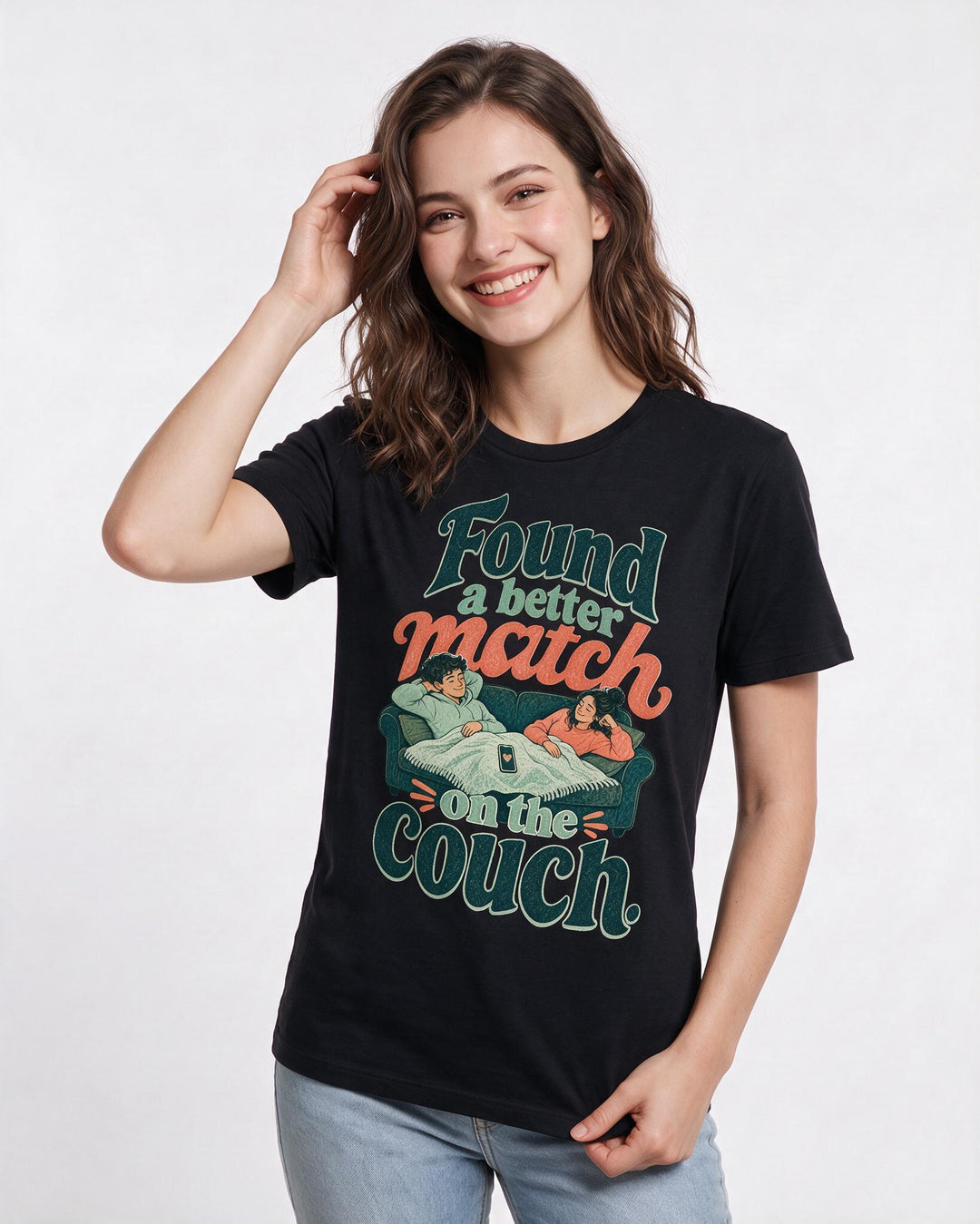 Couples Black T-Shirt for Women – Everyday Expression Graphic Tee product image 1