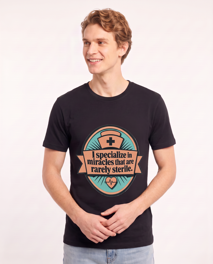 Nurse Gift Men's Black T-Shirt - I specialize in miracles that are product image 3