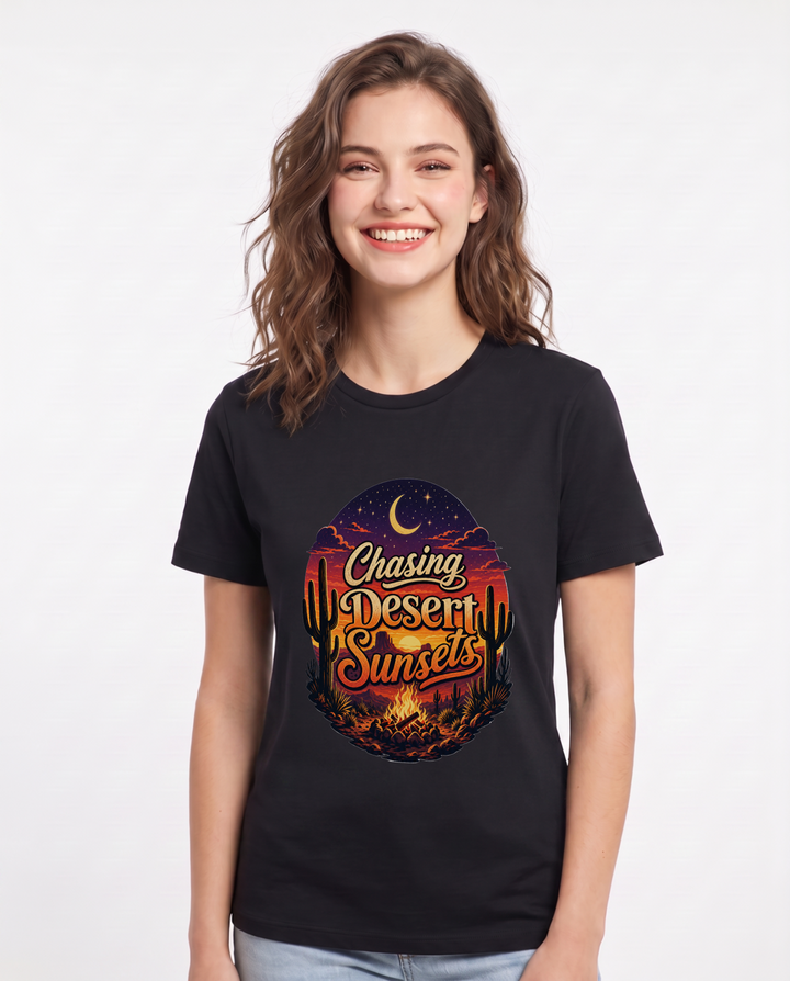 Chasing Desert Sunsets Women's Black T-Shirt product image 2