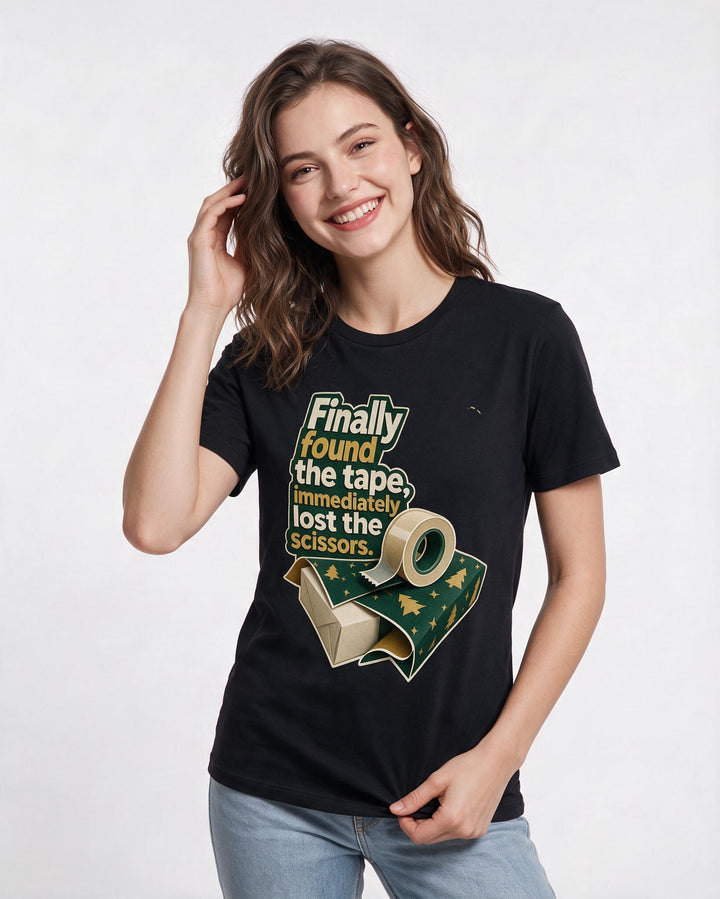 Christmas Black T-Shirt for Women – Holiday Theme Graphic Tee product image 1