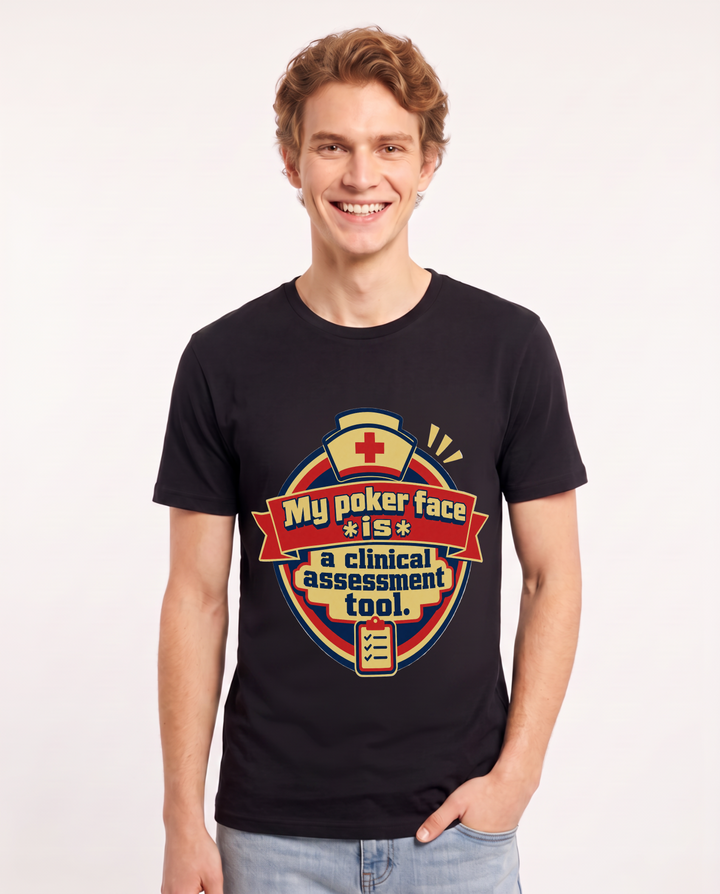 Nurse Gift Men's Black T-Shirt - My poker face *is* a clinical product image 1