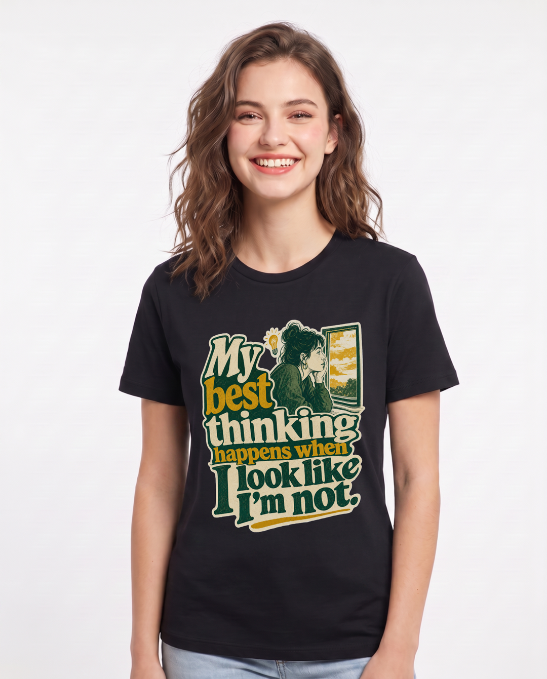 Neurodiversity Women's Black T-Shirt – My best thinking happens when I look product image 1