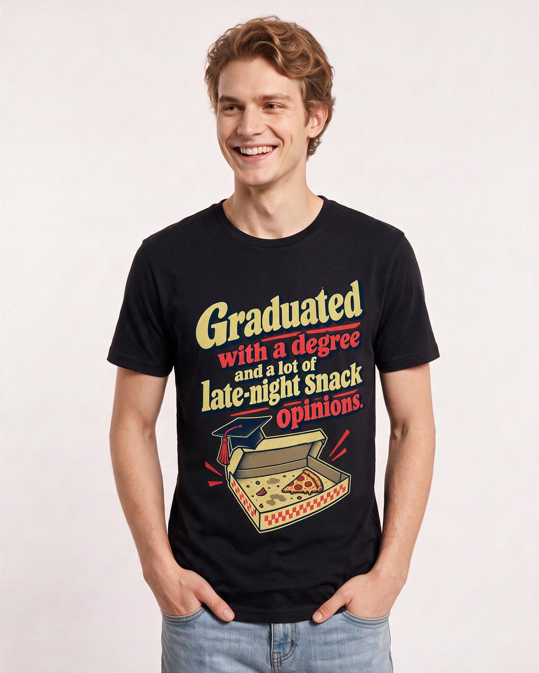 Graduation Black T-Shirt for Men – Everyday Expression Graphic Tee product image 1