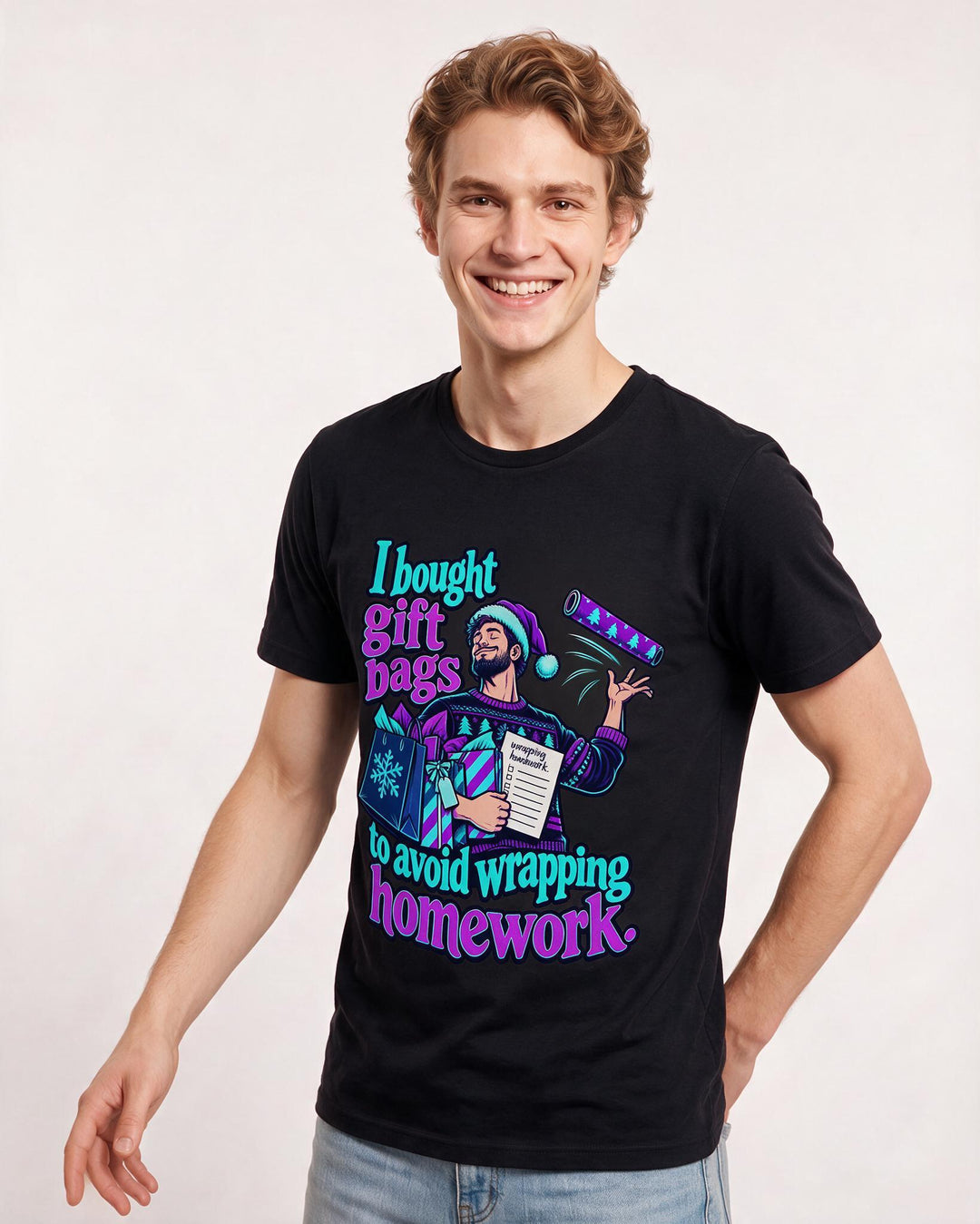 Christmas Black T-Shirt for Men – Holiday Theme Graphic Tee product image 1