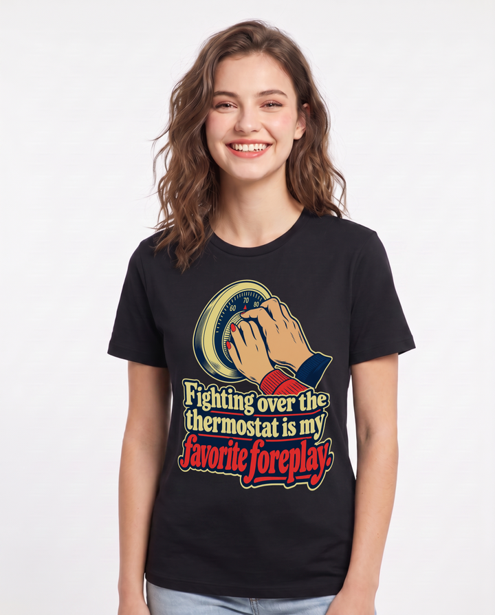 Couples Black T-Shirt for Women – Everyday Expression Graphic Tee product image 3
