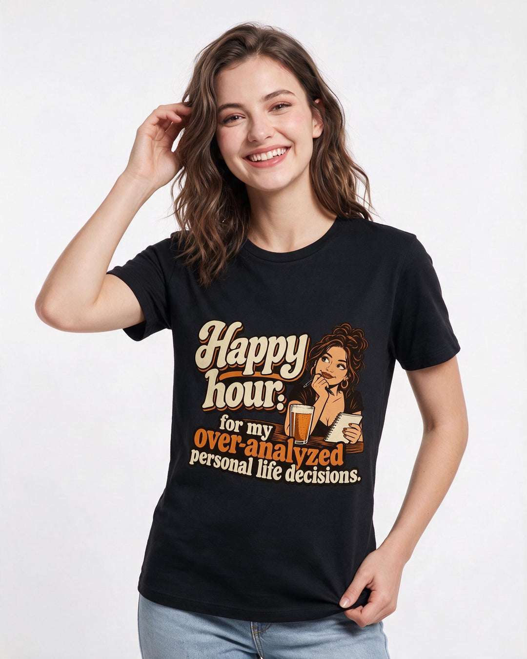 Beer Black T-Shirt for Women – Everyday Expression Graphic Tee product image 1