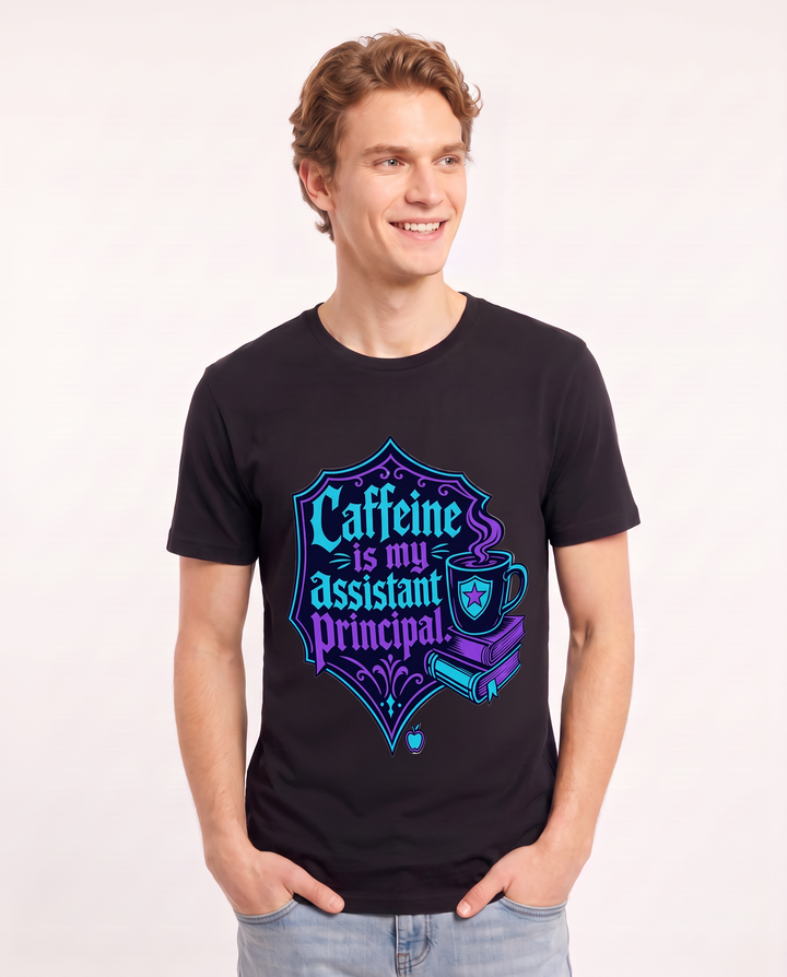 Teacher Gift Men's Black T-Shirt - Caffeine is my assistant principal. product image 3