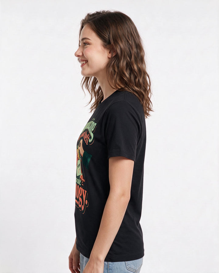 Couples Black T-Shirt for Women – Everyday Expression Graphic Tee product image 2