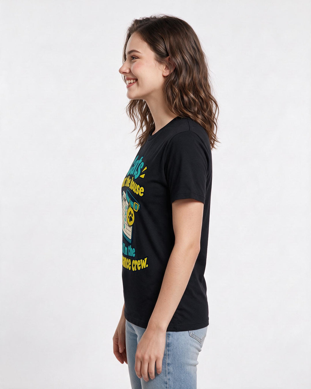 Cat Lover Black T-Shirt for Women – Everyday Expression Graphic Tee product image 2