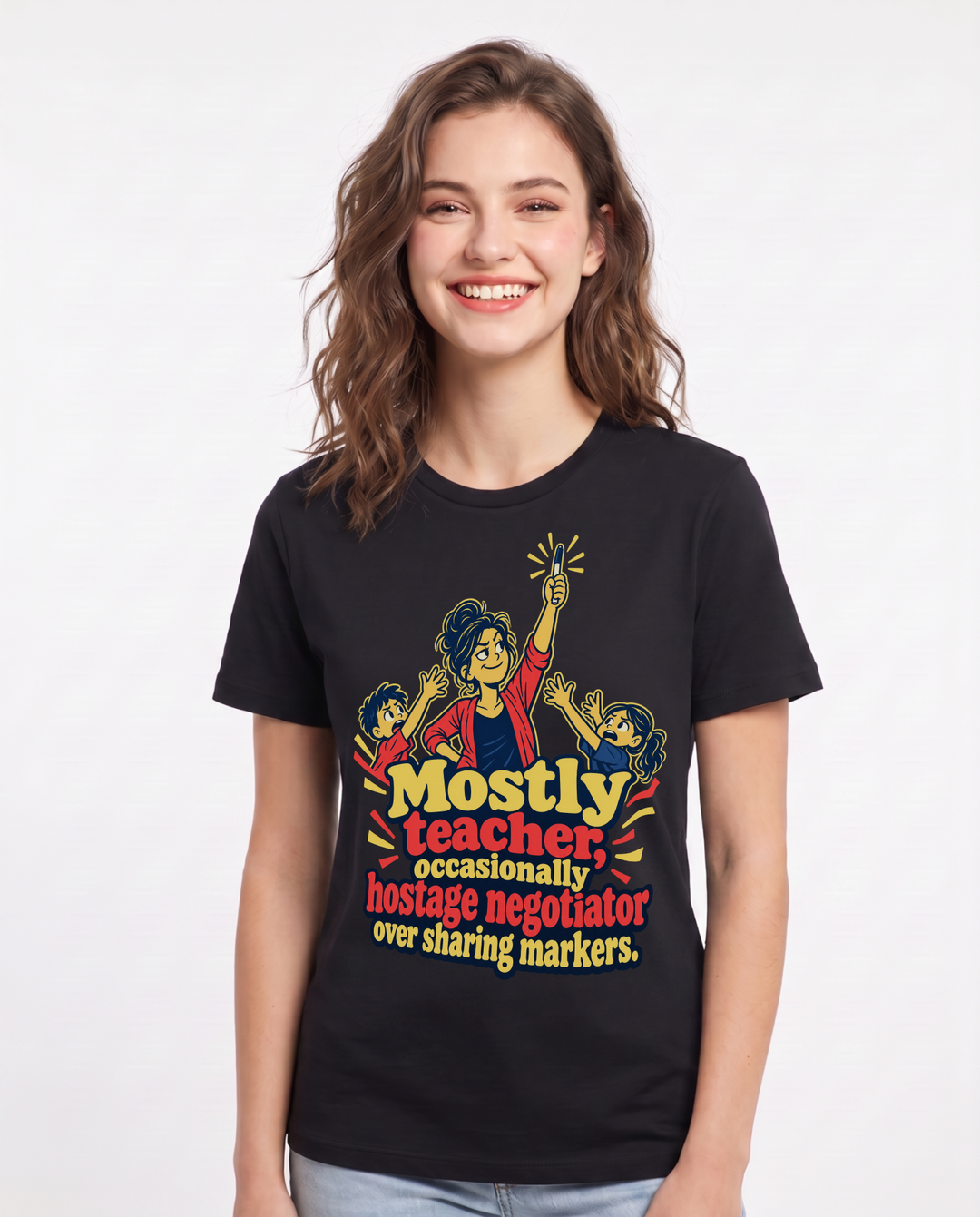 Teacher Black T-Shirt for Women – Everyday Expression Graphic Tee product image 3