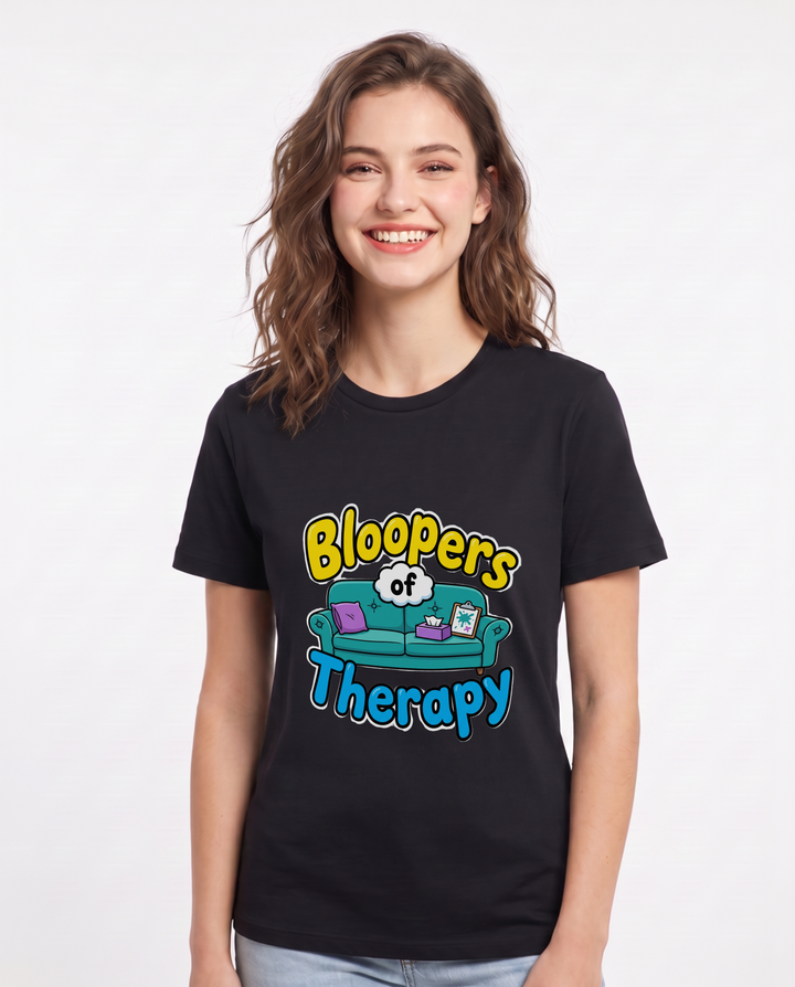 Bloopers of Therapy Women's Black T-Shirt product image 2