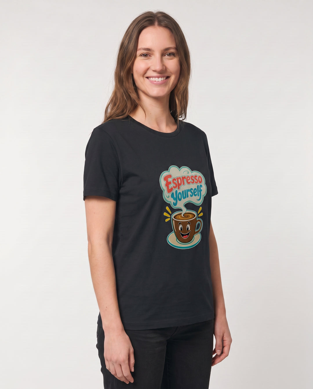 Espresso Yourself Black T-Shirt mockup 2