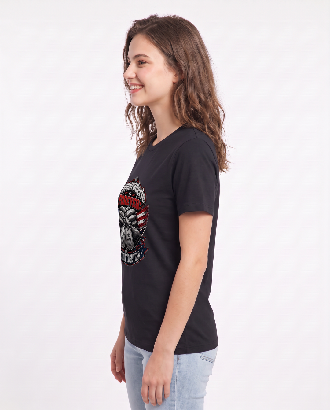 Camaraderie is Forever: We Stick Together Women's Black T-Shirt product image 3