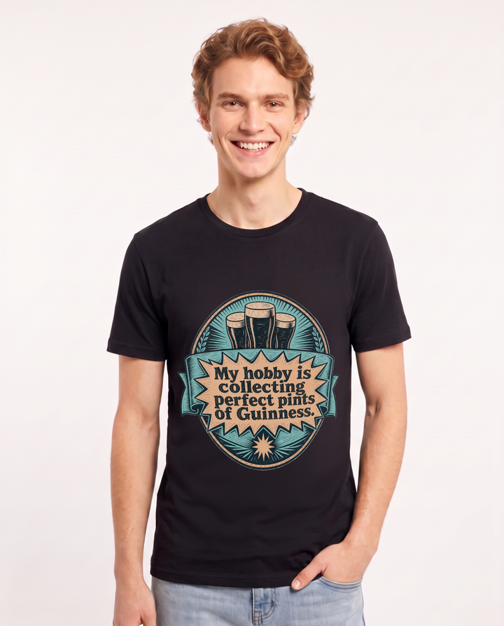 Funny Beer Men's Black T-Shirt - My hobby is collecting perfect pints product image 1