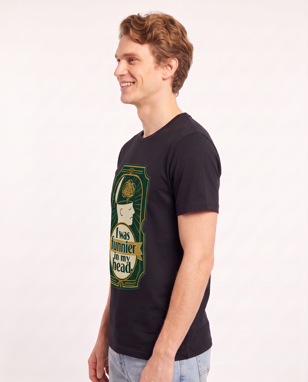 Graphic Men's Black T-Shirt - I was funnier in my head. product image 2