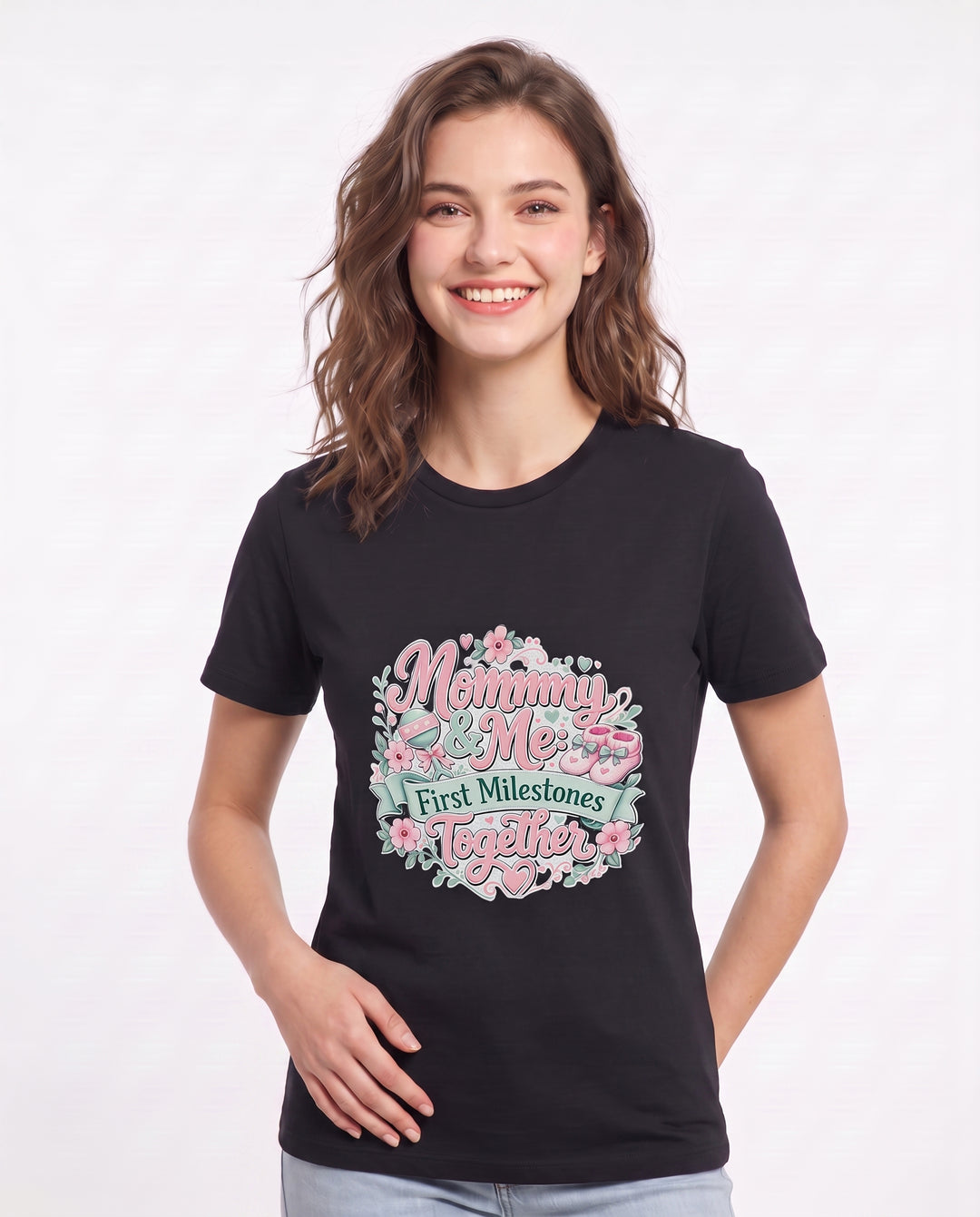 Mommy & Me: First Milestones Together Women's Black T-Shirt product image 1