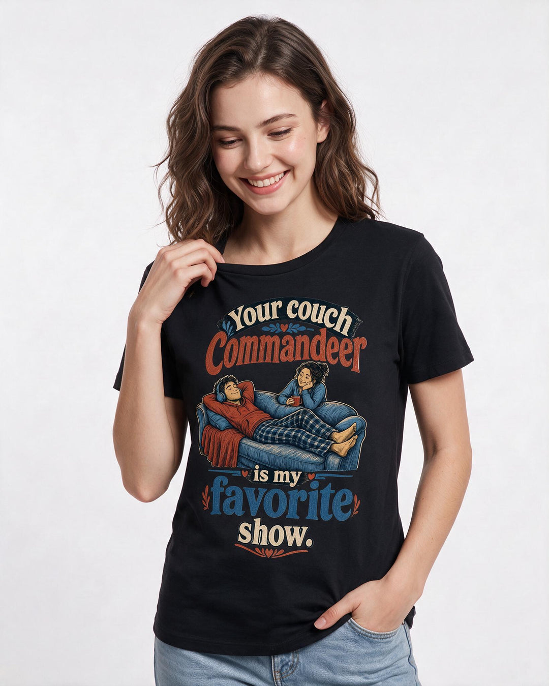 Couples Black T-Shirt for Women – Everyday Expression Graphic Tee product image 1