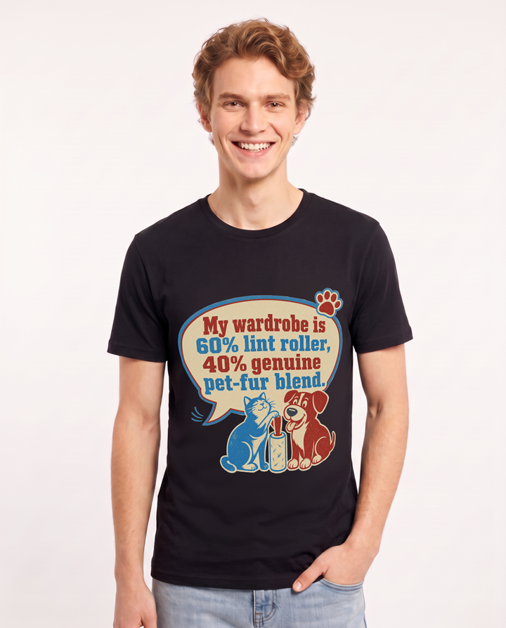 Graphic Men's Black T-Shirt - My wardrobe is 60% lint roller, 40% product image 1