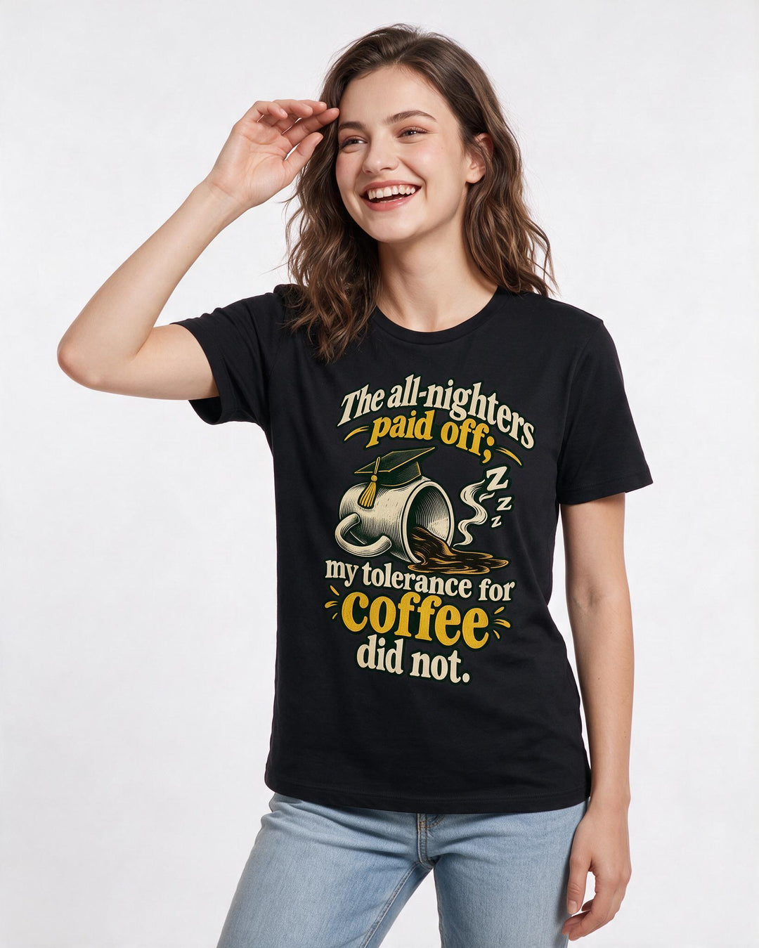 Graduation Black T-Shirt for Women – Everyday Expression Graphic Tee product image 1