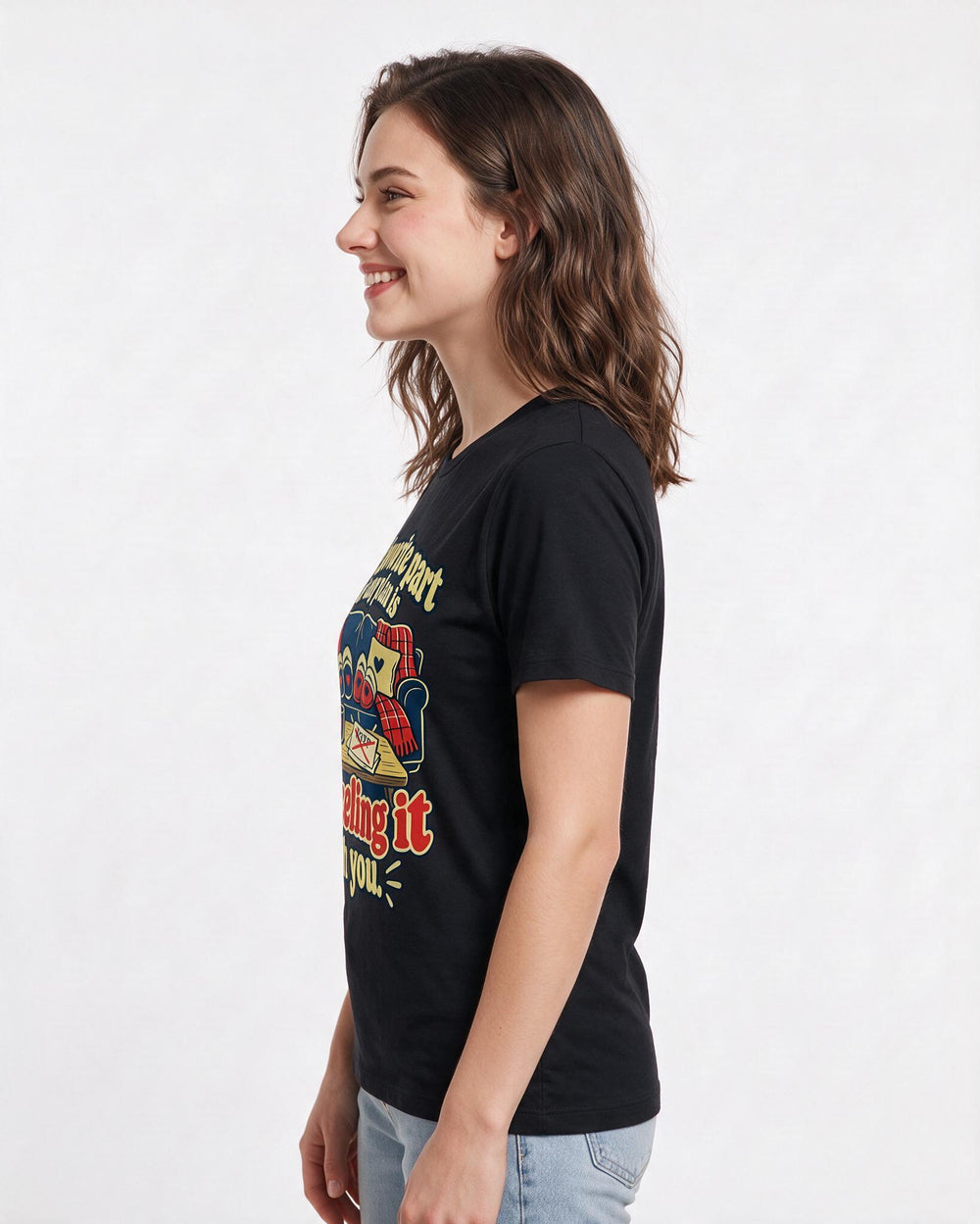 Couples Black T-Shirt for Women – Everyday Expression Graphic Tee product image 2