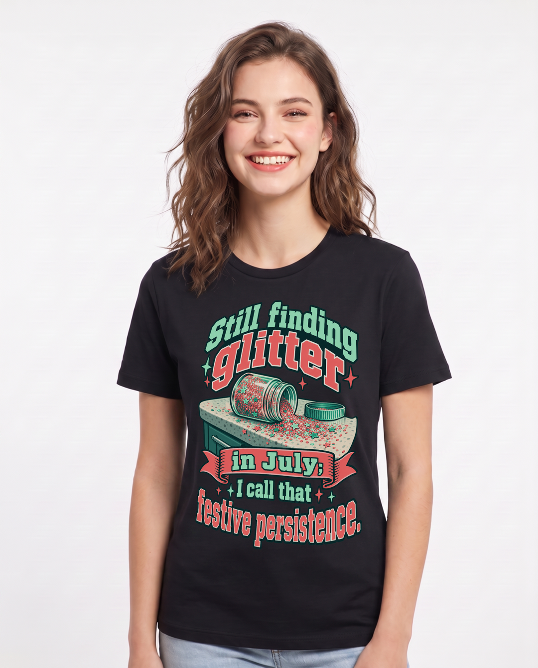 Christmas Black T-Shirt for Women – Holiday Theme Graphic Tee product image 3
