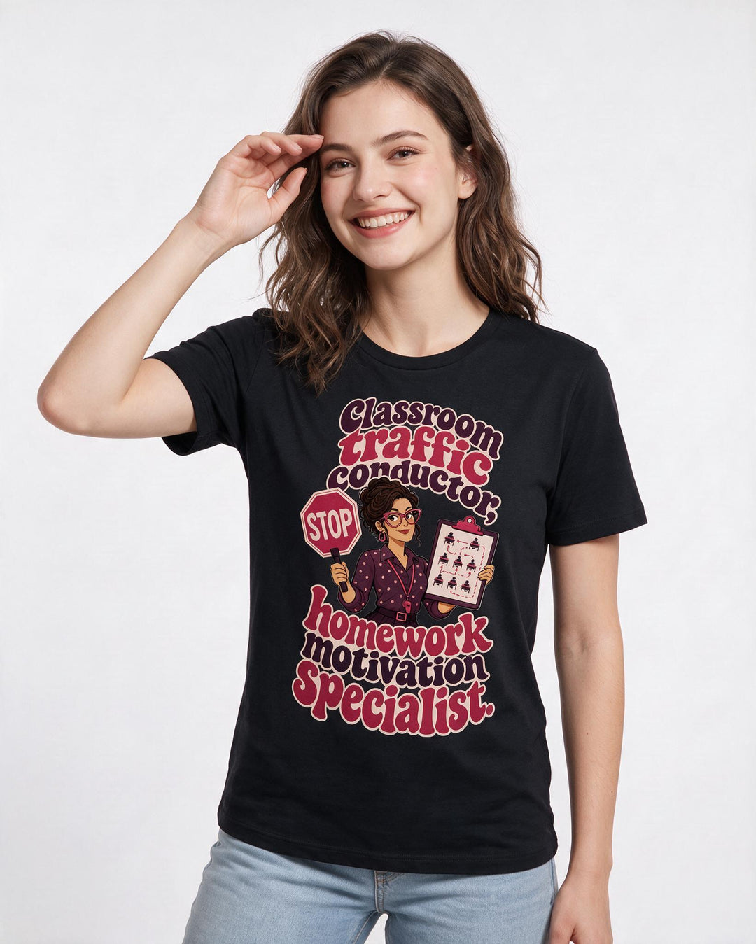 Teacher Black T-Shirt for Women – Everyday Expression Graphic Tee product image 1