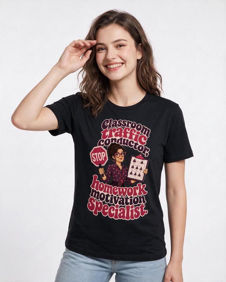 Teacher Black T-Shirt for Women – Everyday Expression Graphic Tee product image 1