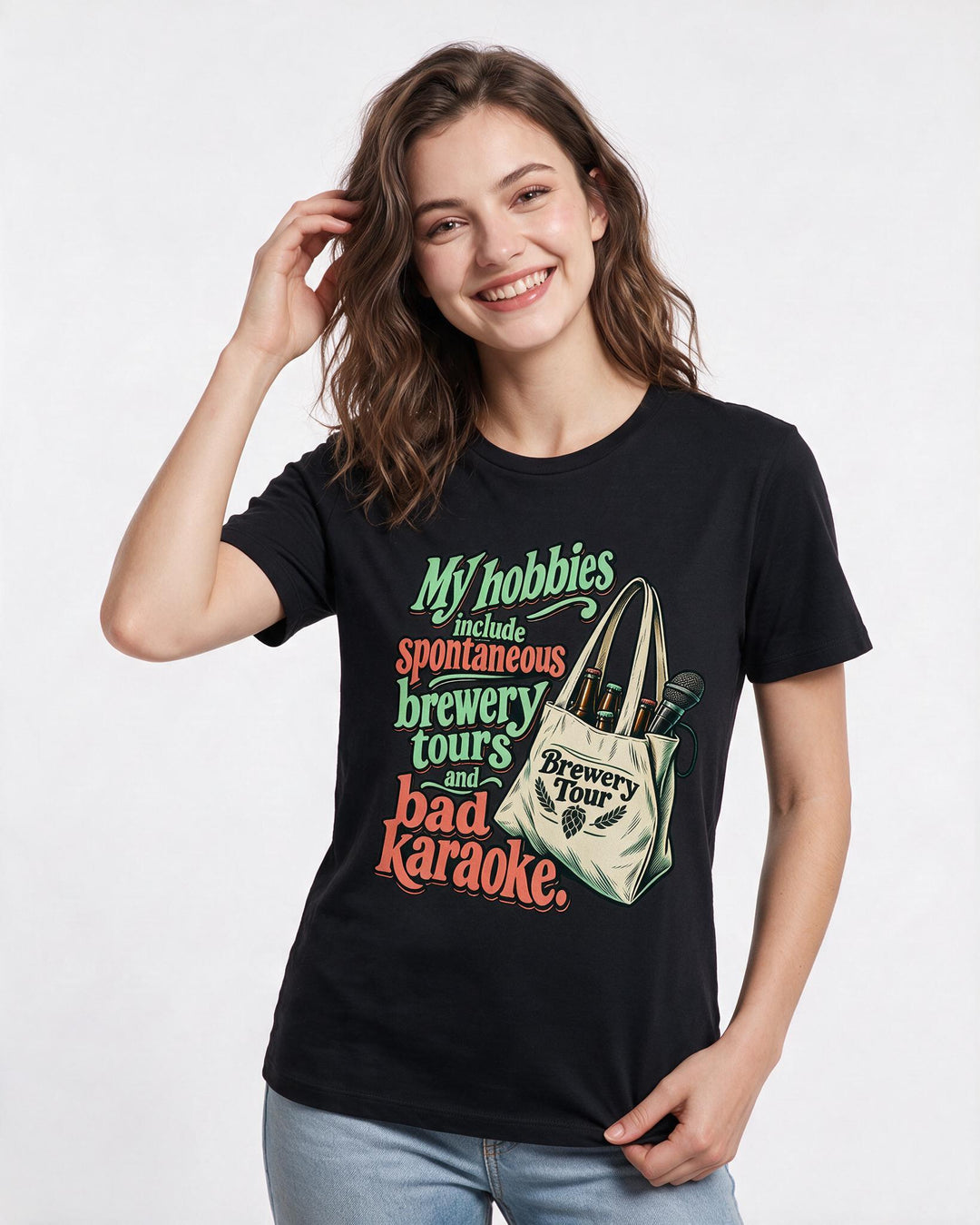 Beer Black T-Shirt for Women – Everyday Expression Graphic Tee product image 1